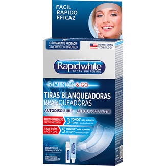 tiras dentales blanqueadoras con pasta de dientes blanqueadora - Rapid White