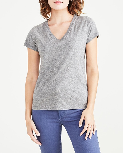 Imagen 0 de Camiseta de mujer de manga corta cuello pico