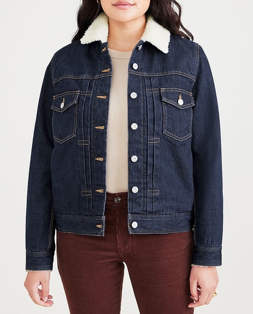 Imagen 0 de Cazadora vaquera de mujer con borreguillo