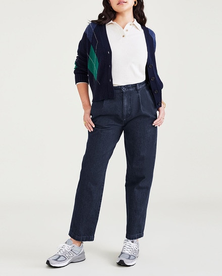 Pantalón chino de mujer con cintura alta y pinzas — oferta en Primeriti