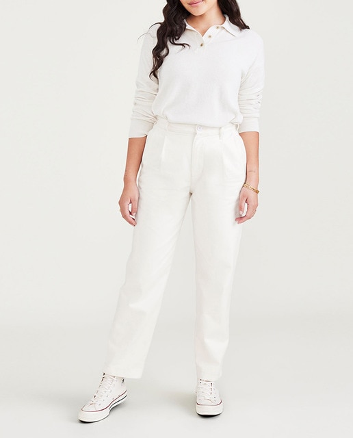 Imagen 0 de Pantalón chino de mujer con cintura alta  y pinzas.