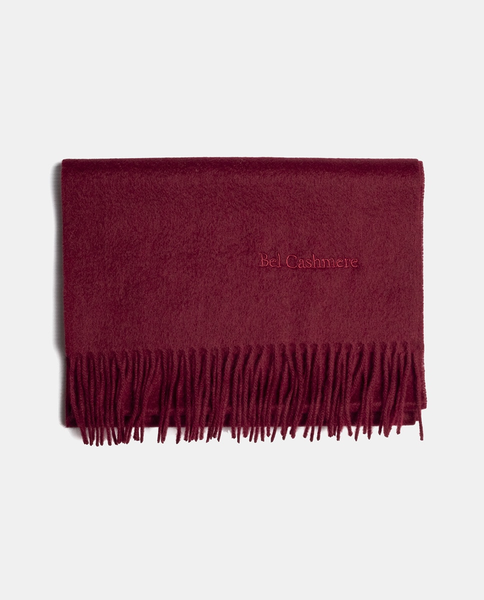 Cachecol 100% Caxemira com Franjas Bordeaux-1