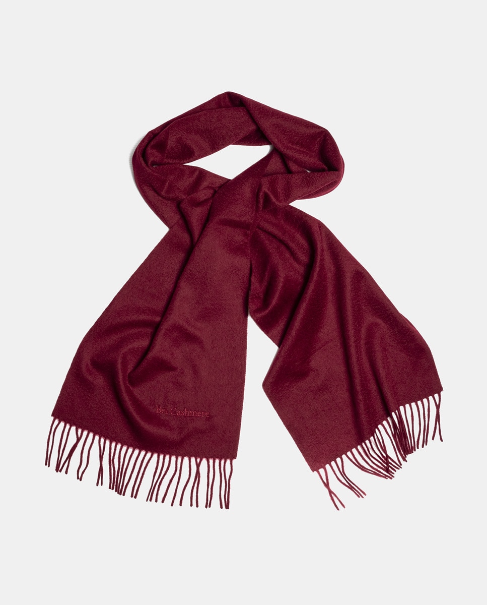 Cachecol 100% Caxemira com Franjas Bordeaux-2