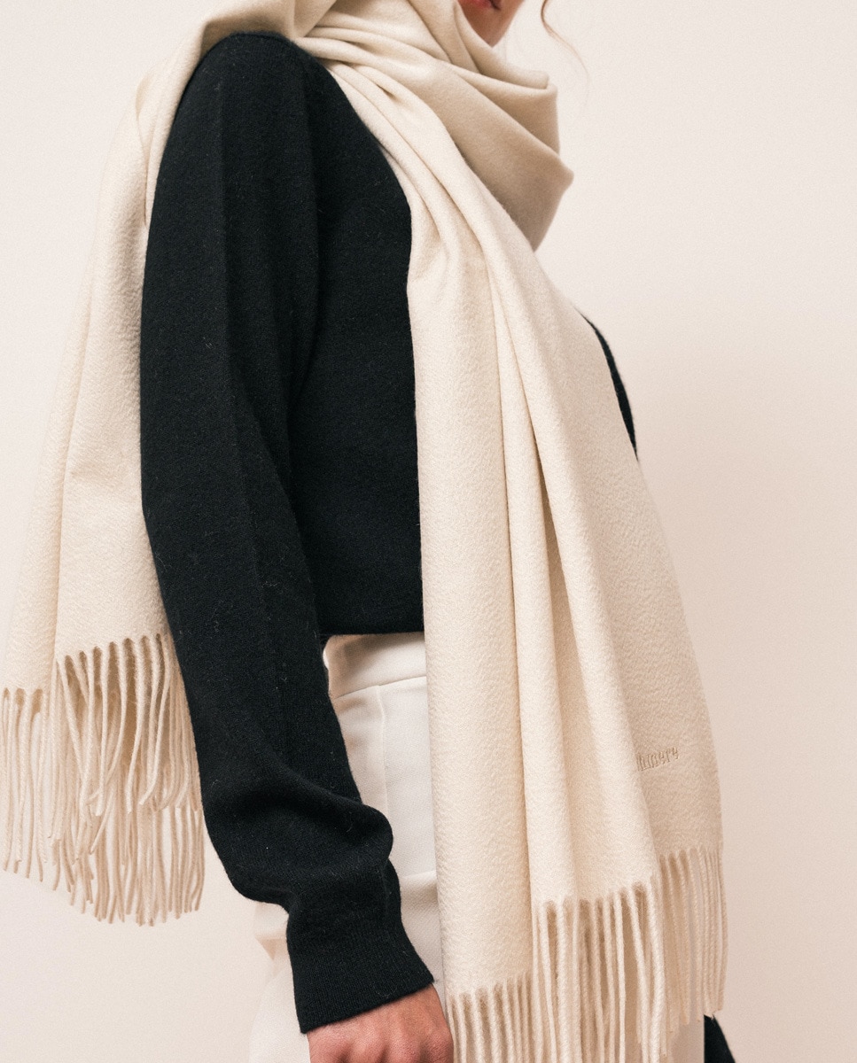 Estola 100% Caxemira - Branco Branco-5