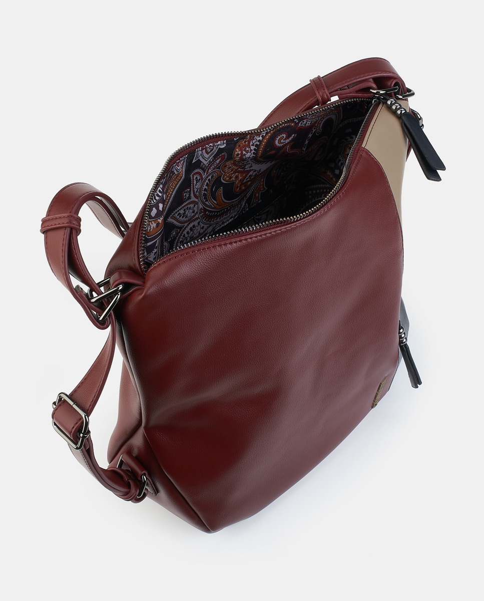 Mala-Mochila Tricolor PU - Tricolor/Preto Bordeaux-2