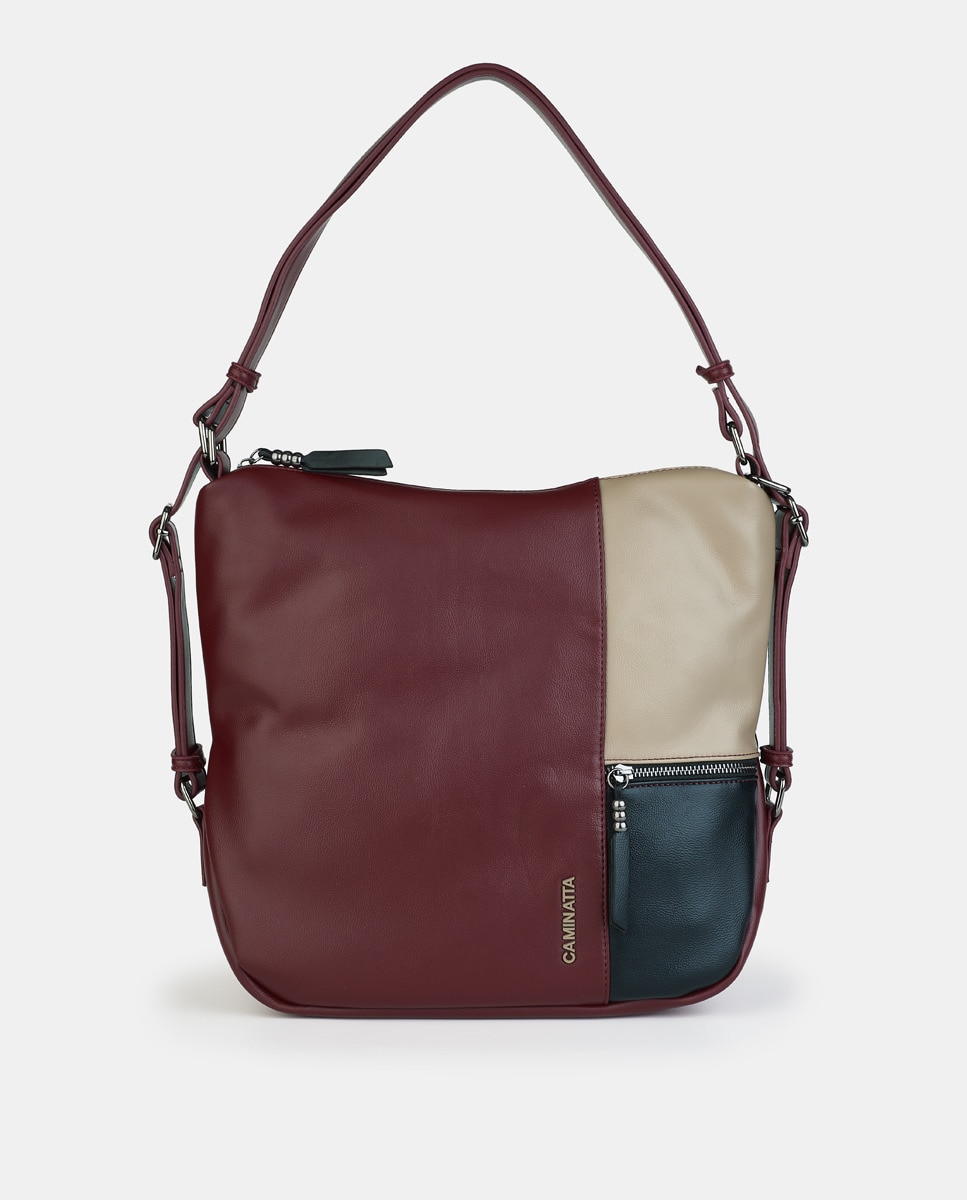 Mala-Mochila Tricolor PU - Tricolor/Preto Bordeaux-1