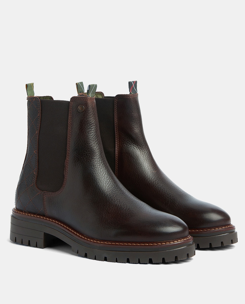 Botins Rasos Chelsea em Pele Castanho-escuro-2