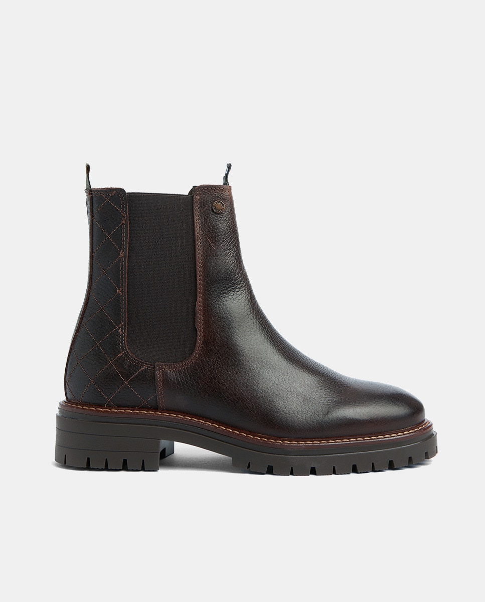 Botins Rasos Chelsea em Pele Castanho-escuro-1