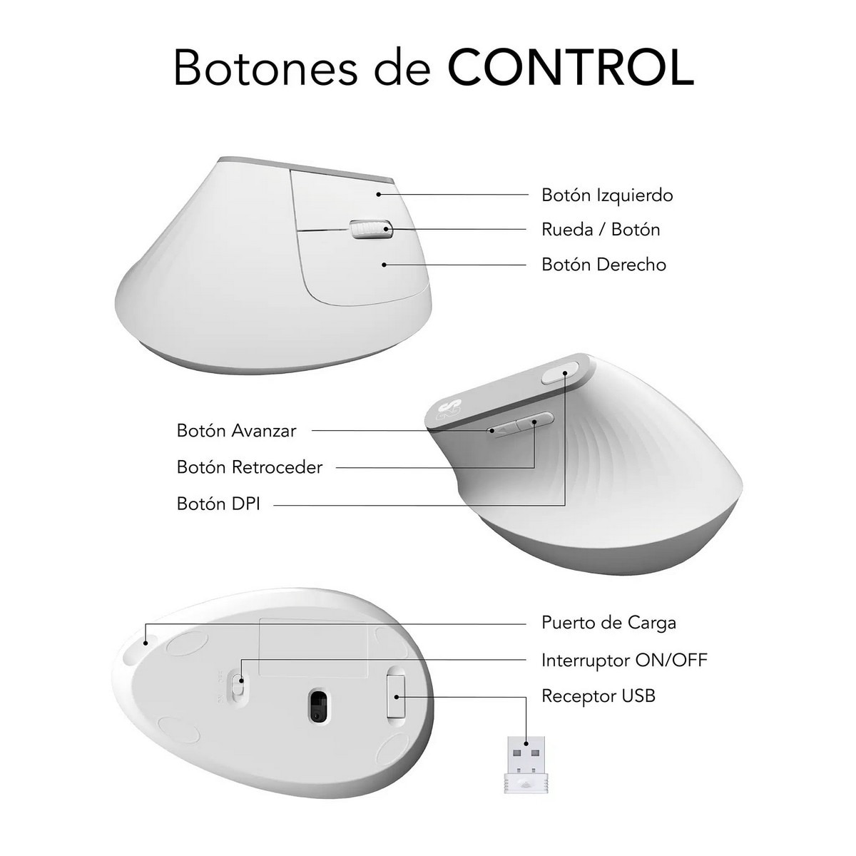 Rato Wireless Subblim Nature Vertical Ergo Dual - Branco 5