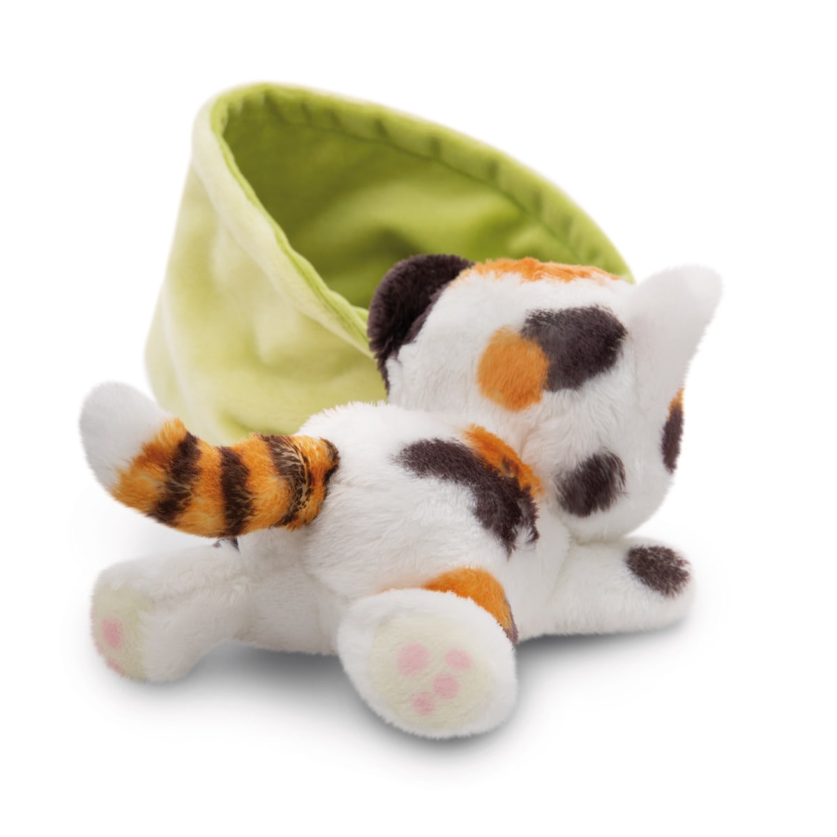 Peluche NICI gato manchado en canasto verde 12 centímetros 5