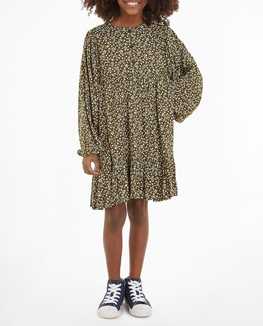 Imagen 0 de Vestido de niña de cuello redondo y manga larga