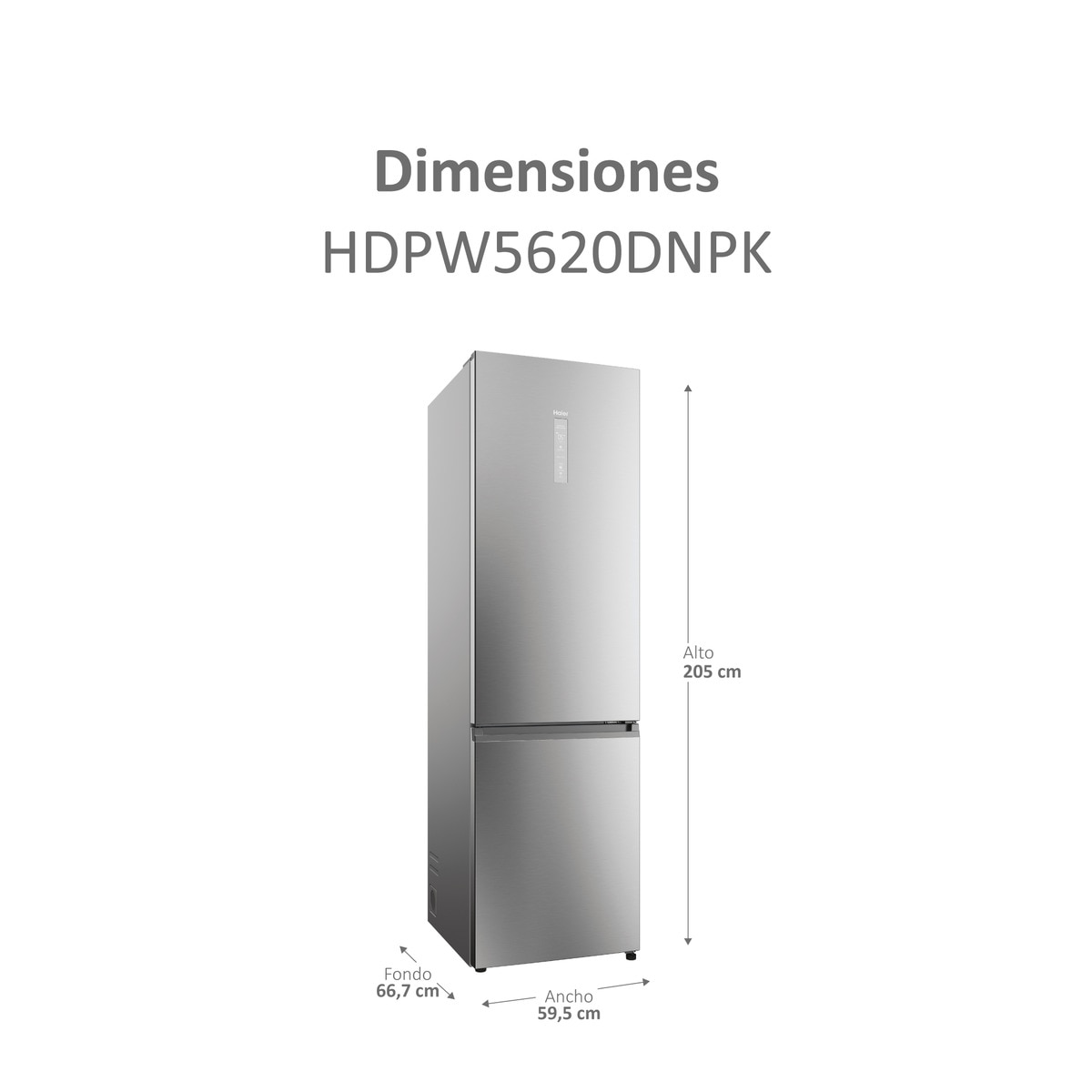Frigorífico Combi Haier Total No Frost con WIFI 2D 60 Series 5 Pro - HDPW5620DNPK Inox-5
