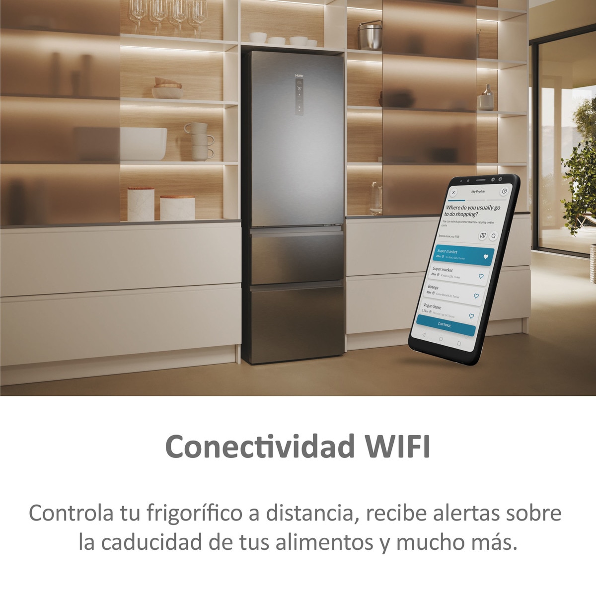 Frigorífico Combi Haier Total No Frost con WIFI 3D 60 Series 5 - HTW5620DNMG Inox-7