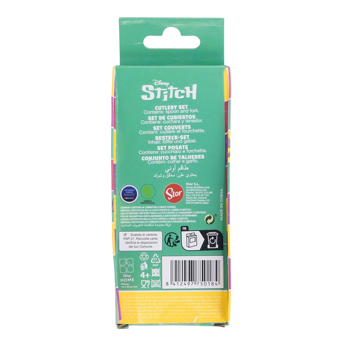 Set de 2 cubiertos metálicos Stich Disney Azul-3