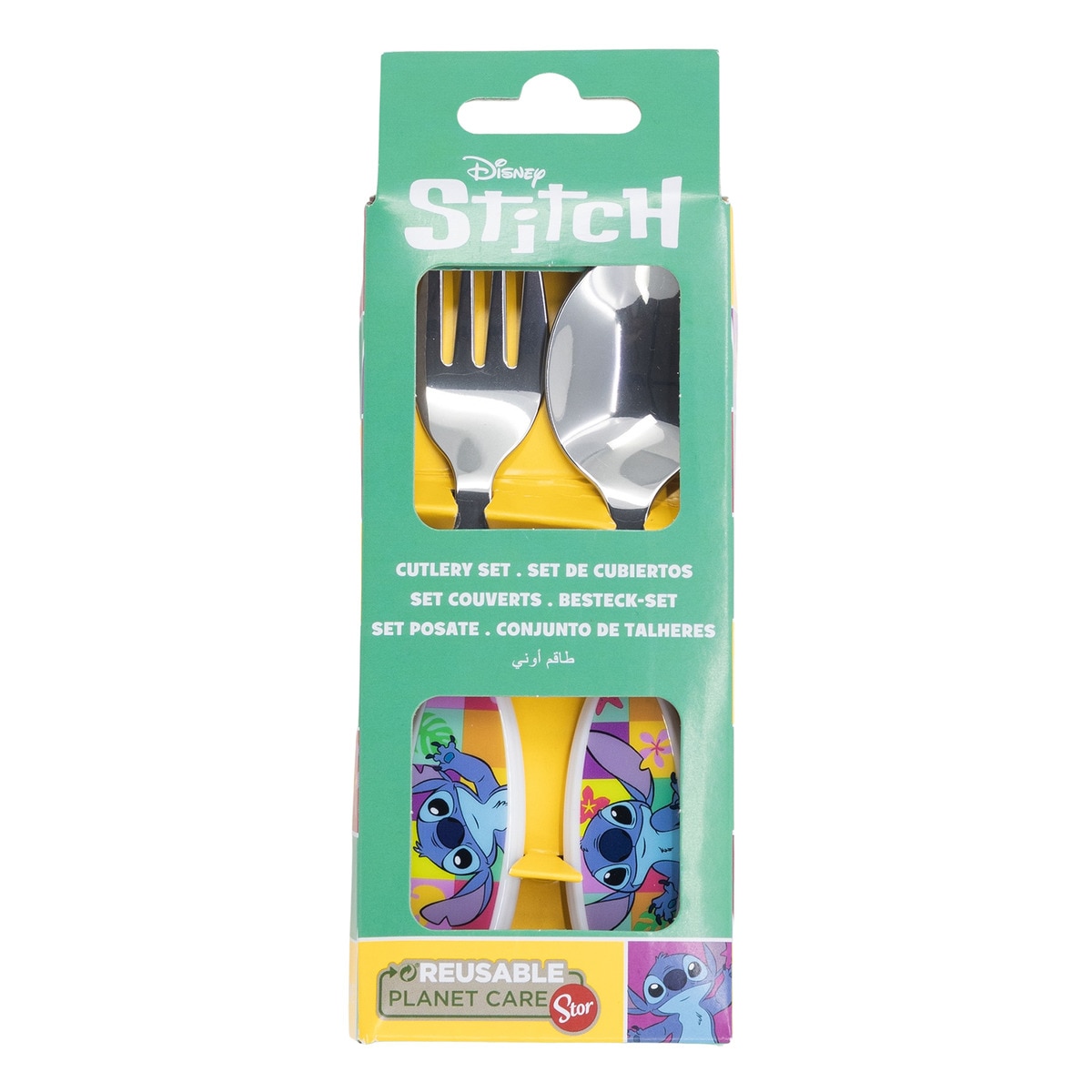 Set de 2 cubiertos metálicos Stich Disney Azul-2