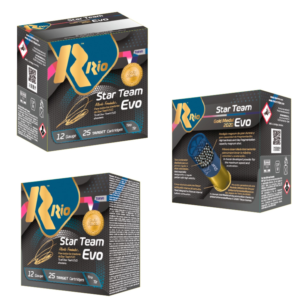 Imagen 0 de Caja de 25 cartuchos de TIRO marca RIO, modelo STAR TEAM EVO 24, calibre 12/70, 24 gr, 7,5ª