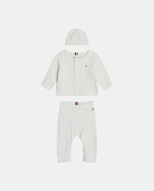 Imagen 0 de Set de regalo de bebé niño compuesto por cardigán, pantalón y gorro de punto