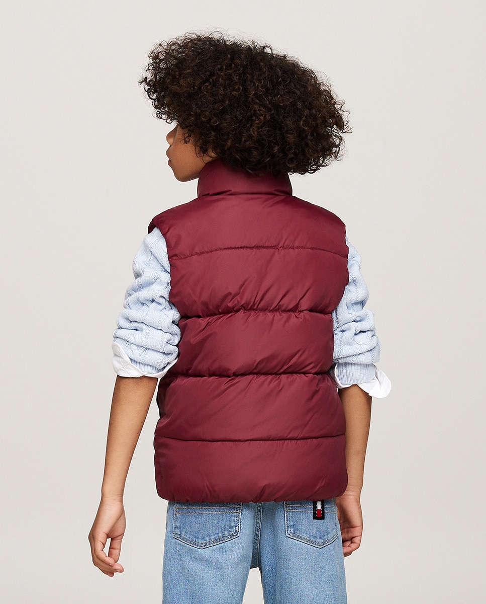 Colete Acolchoado com Fecho de Correr Vermelho-2