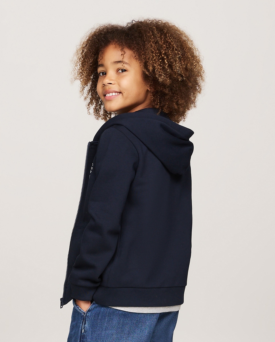 Sweatshirt com Capuz e Fecho de Correr Azul-2