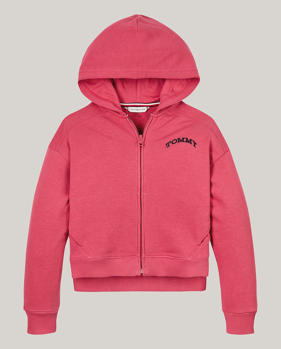 Sweatshirt com Capuz e Fecho de Correr Rosa-5