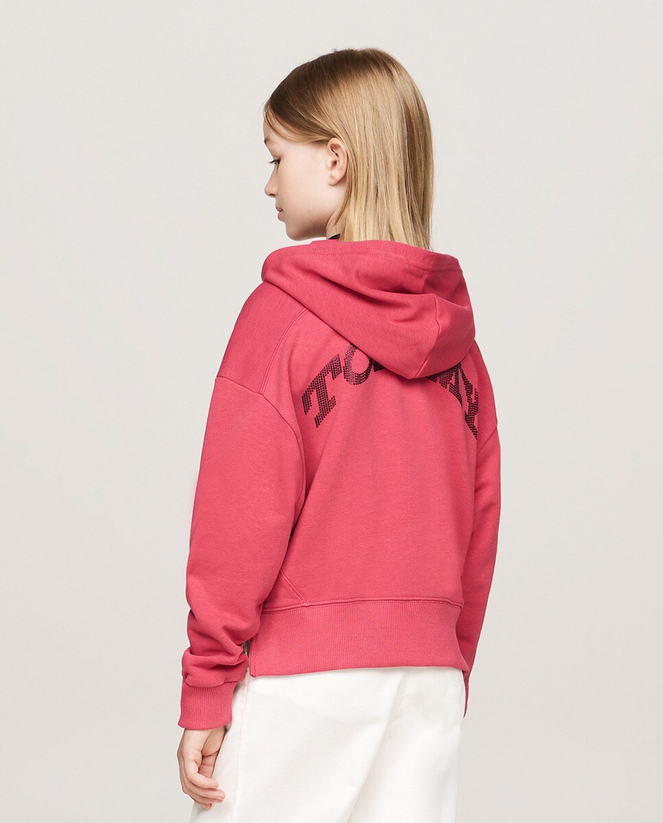 Sweatshirt com Capuz e Fecho de Correr Rosa-2