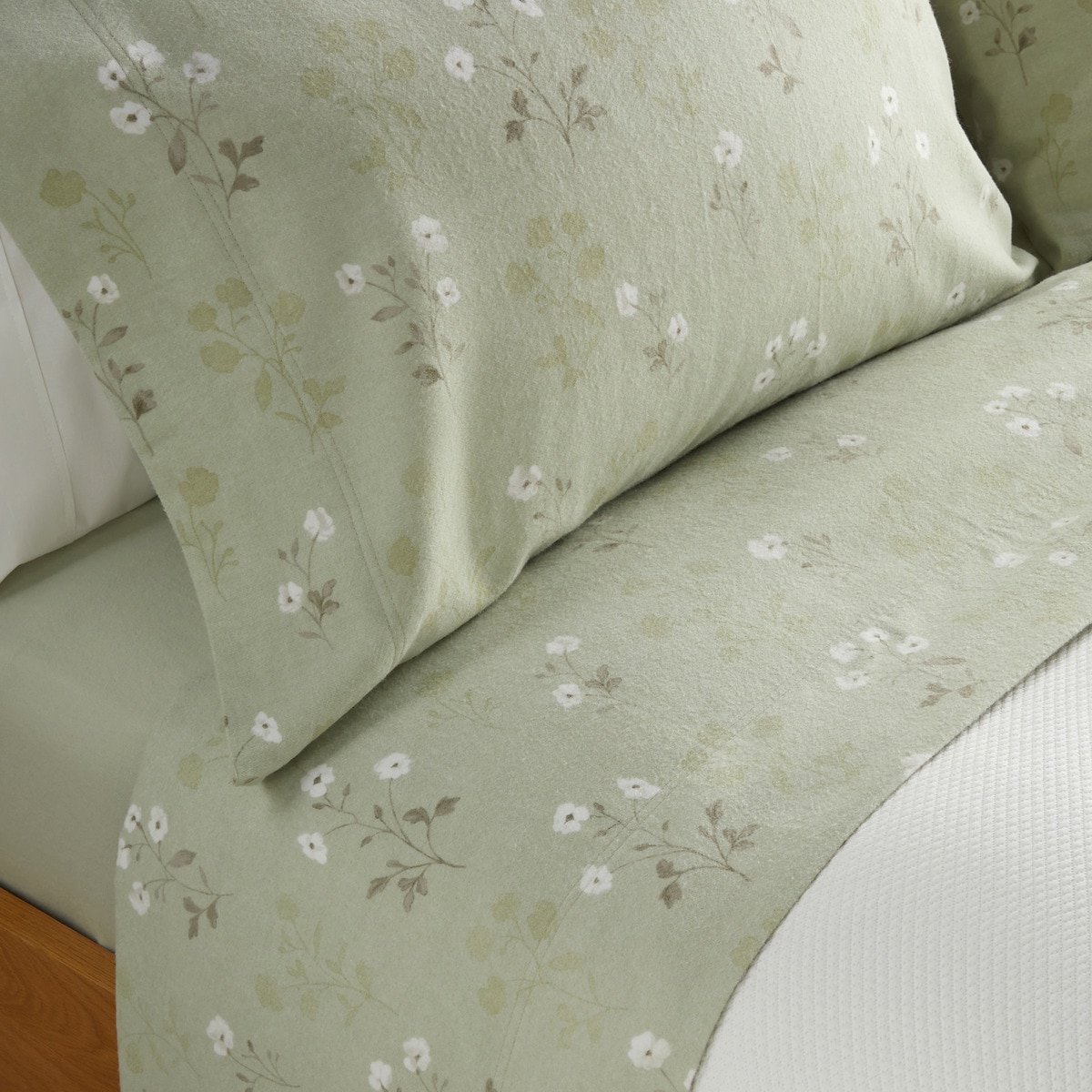 Conjunto de Lençóis com Lençol Ajustável de Flanela Dakota Verde-2