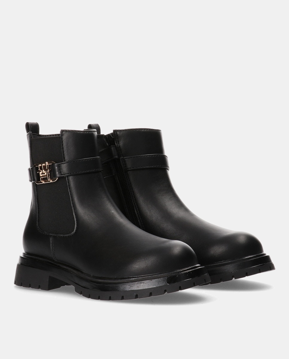Botas Chelsea com Sola com Tacão Preto-5