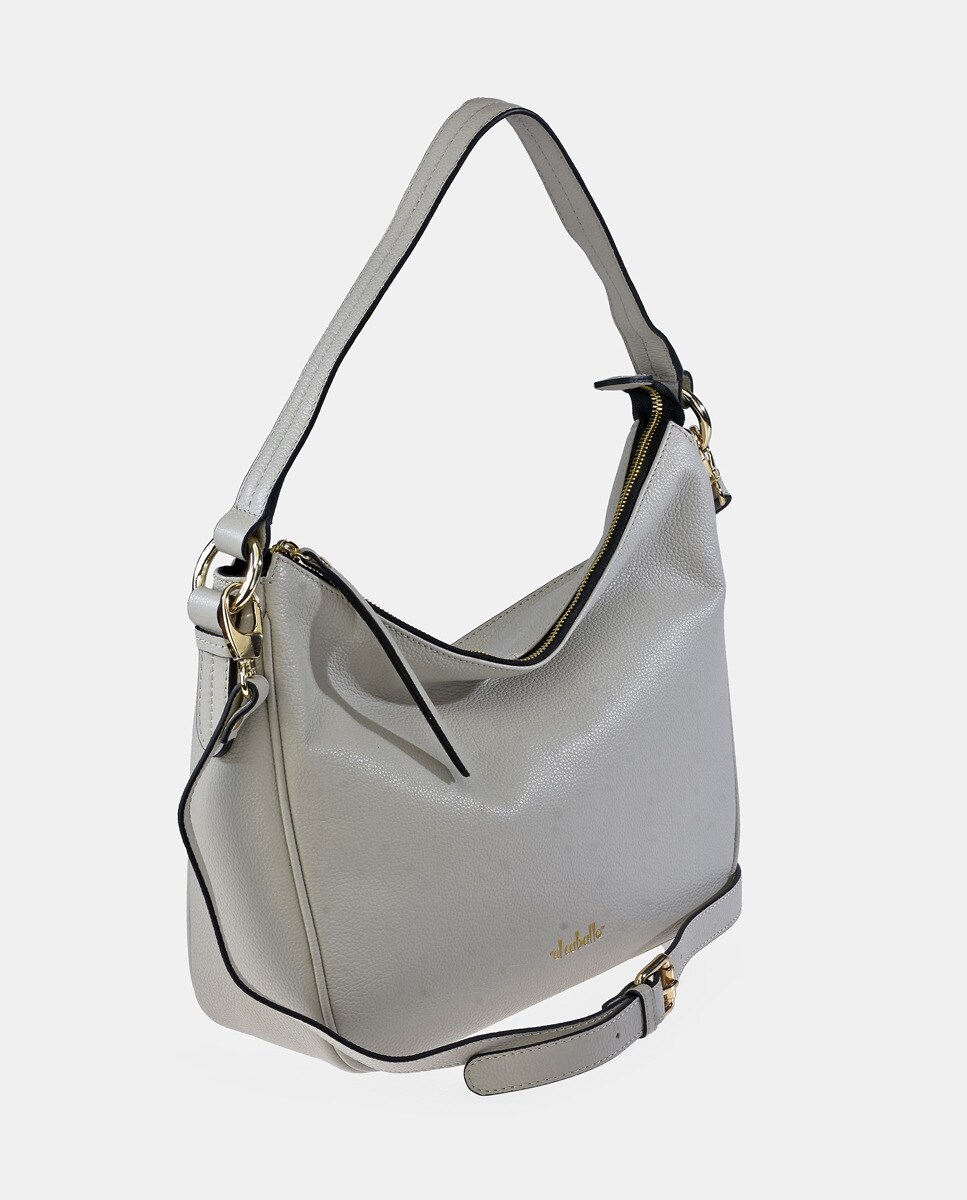 Mala de Ombro com Alça de Tiracolo - Taupe Branco-3