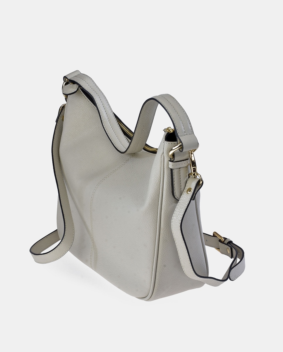 Mala de Ombro com Alça de Tiracolo - Taupe Branco-4