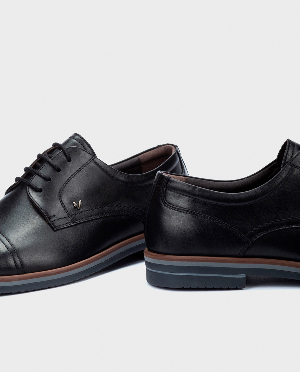 Sapatos de Atacadores e Bluchers em Pele - Preto Preto-9