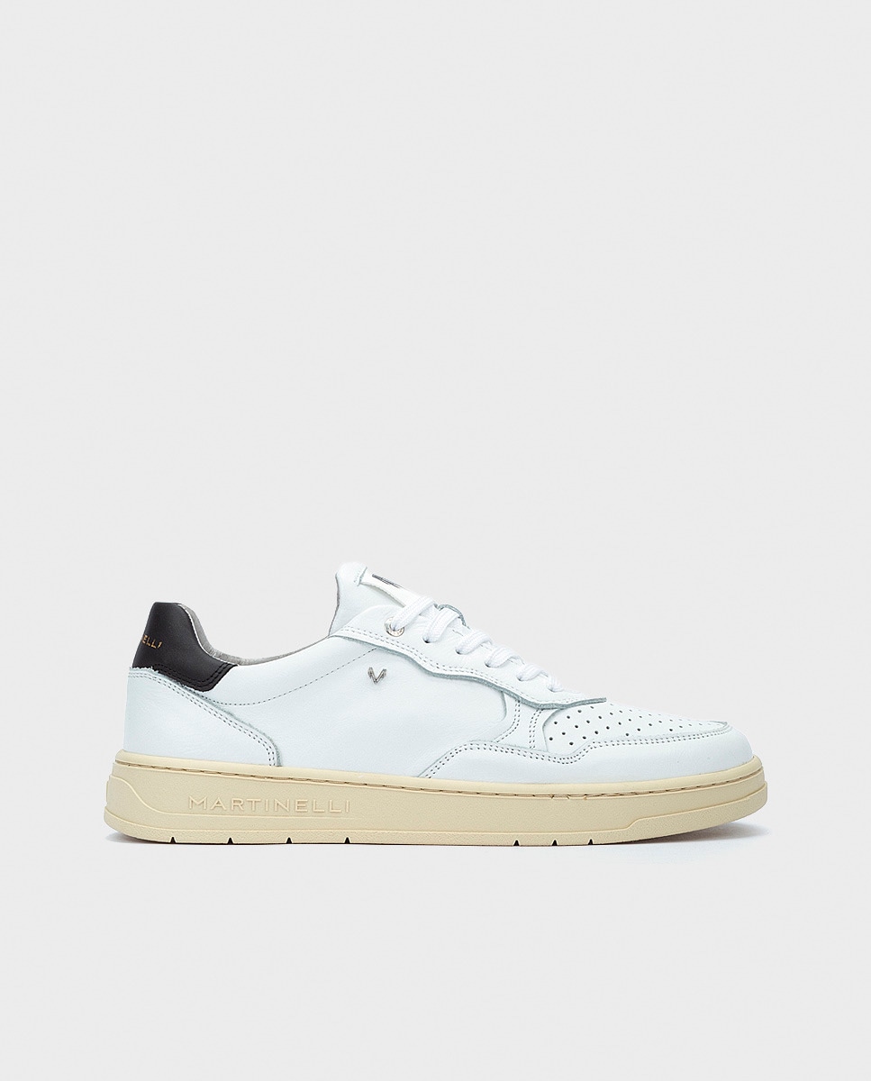 Sapatilhas Baixas Tipo Basquetebol em Pele Branco / Preto-1