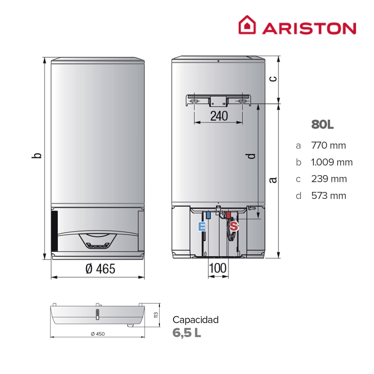 Aerotermo Ariston 80 litros WiFi - LYDOS HYBRID80L 7