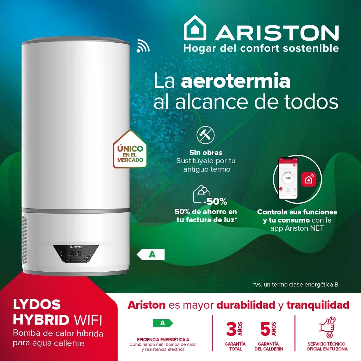 Aerotermo Ariston 80 litros WiFi - LYDOS HYBRID80L 9