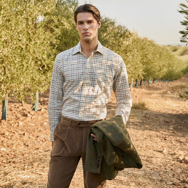 Imagem 0 de Camisa aos Quadrados de Homem - Cru