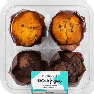 Muffins 4 unidades bandeja 350 g - El Obrador El Corte Ingles