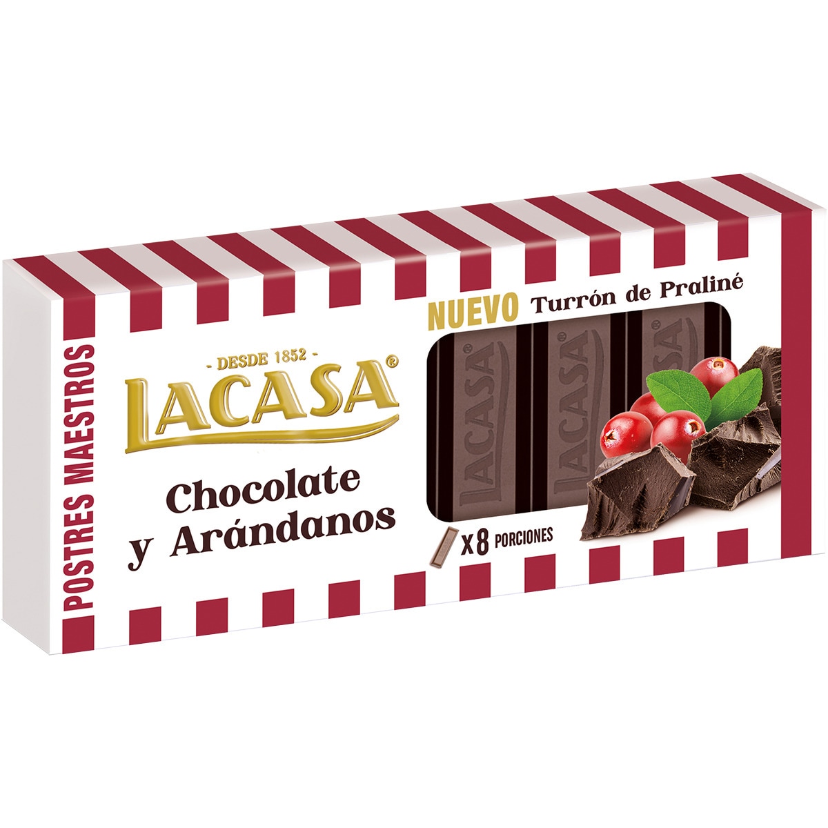 Postres Maestros turrón de praliné de chocolate con arándanos 8 porciones tableta 225 g