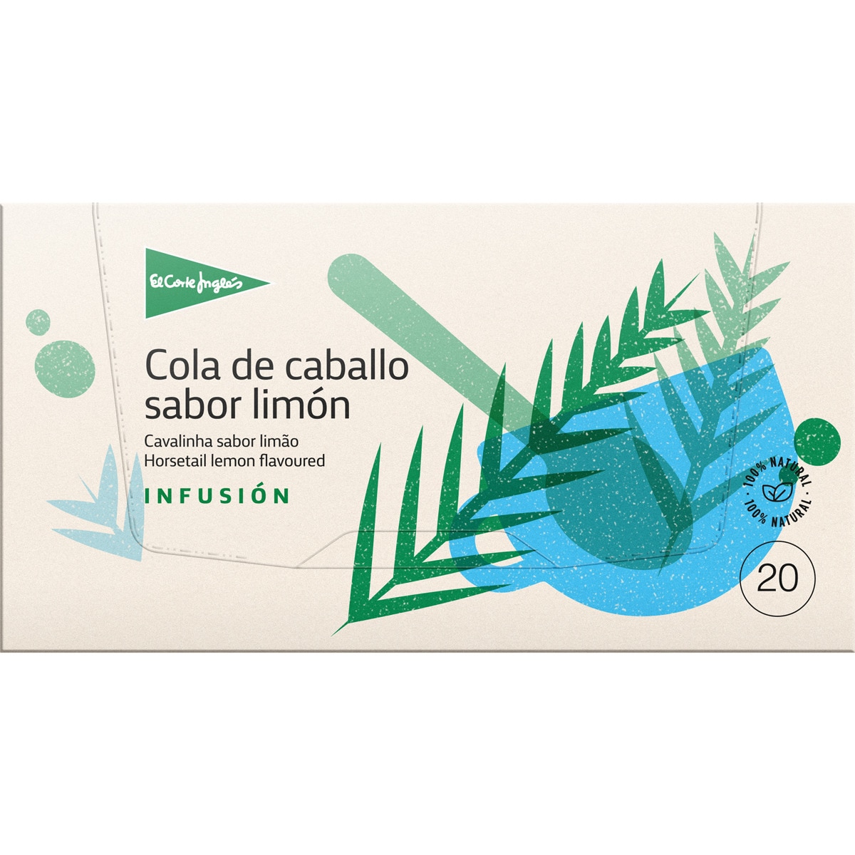 infusión de cola de caballo con sabor a limón estuche 20 bolsitas
