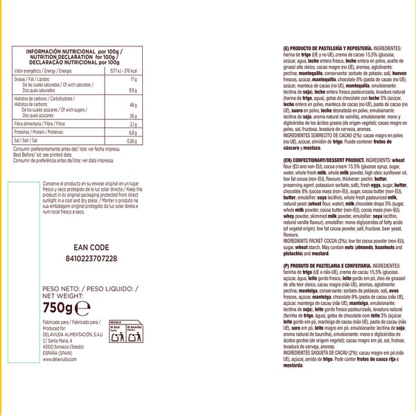 Cocaolat cocoa panettone case 750 g