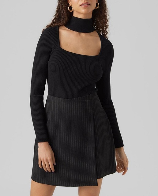 Imagen 0 de Top escote cuadrado de mujer con cuello alto