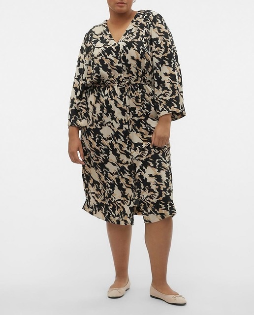Imagen 0 de Vestido midi estampado de mujer talla grande
