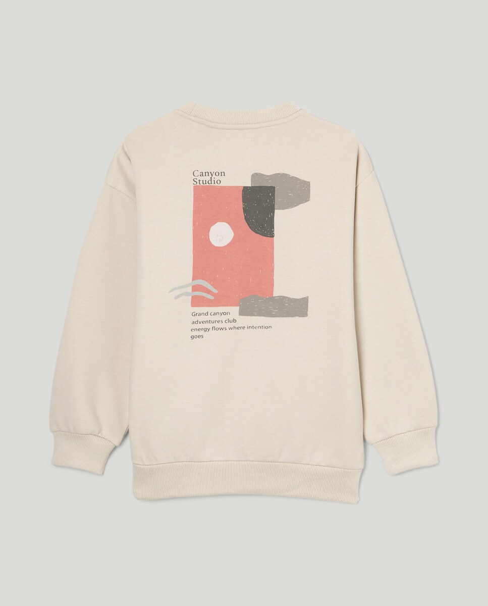 Sudadera Estampada Cuello Caja Piedra-2