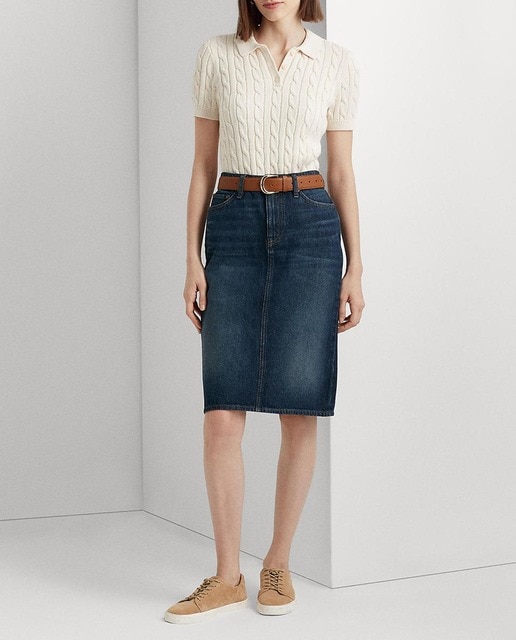 Imagen 0 de Falda midi vaquera de algodón