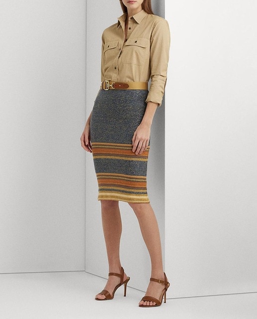 Imagen 0 de Falda midi con estampado de rayas