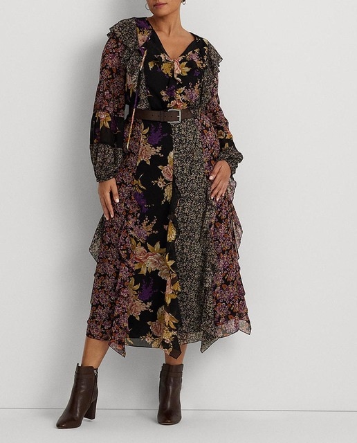 Imagen 0 de Falda midi talla grande con estampado de flores