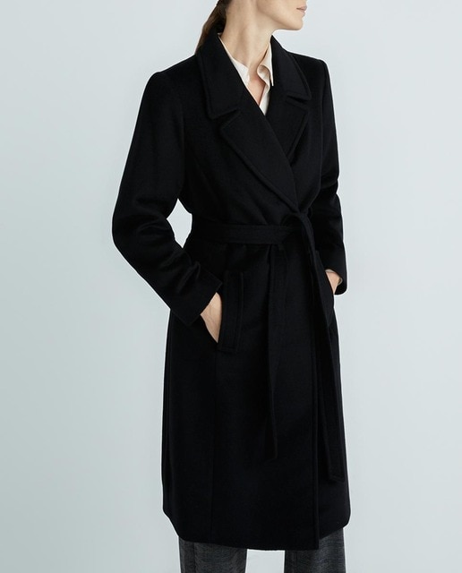 Imagen 0 de Abrigo de paño de mujer talla grande con cinturón