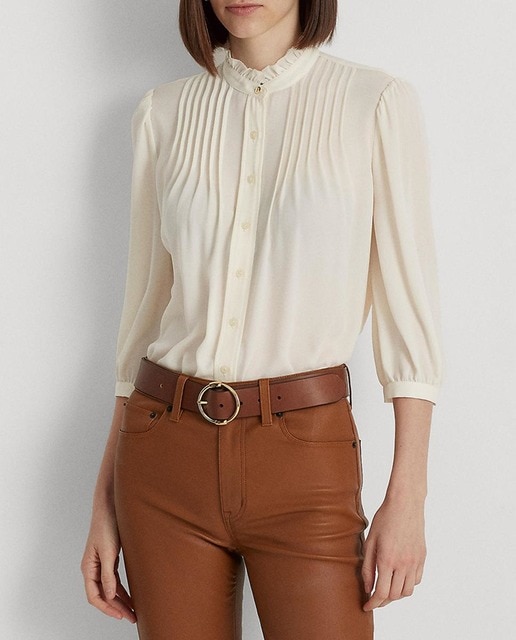 Imagen 0 de Camisa de mujer de manga francesa con cuello mao