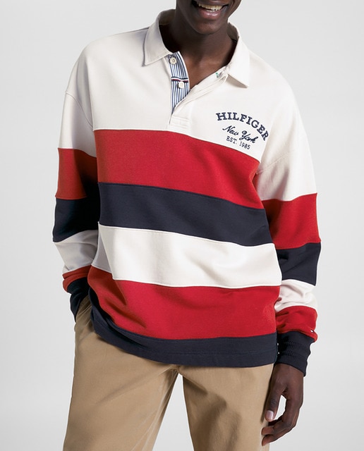 Imagen 0 de Sudadera de hombre tipo rugby de rayas horizontales