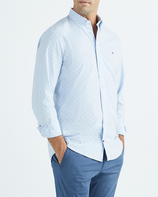 Imagen 0 de Camisa de hombre Tommy Hilfiger de manga larga diseño miniprint en azul