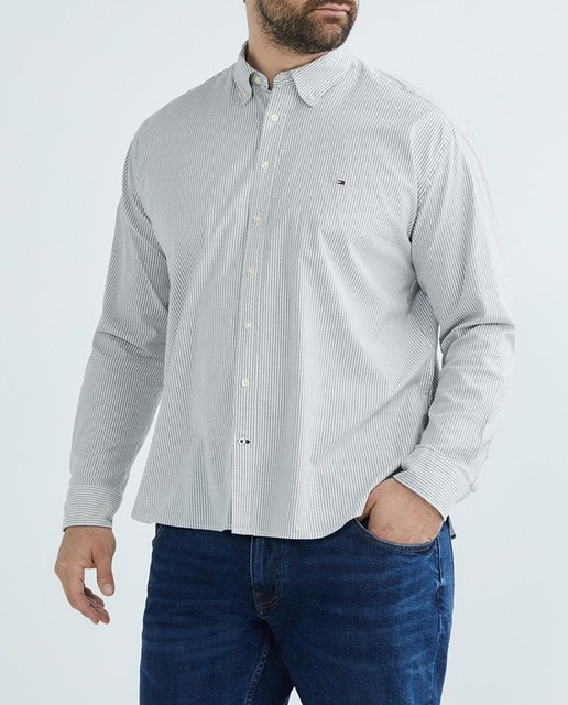 Imagen 0 de Camisa oxford hombre diseño a rayas tallas grandes