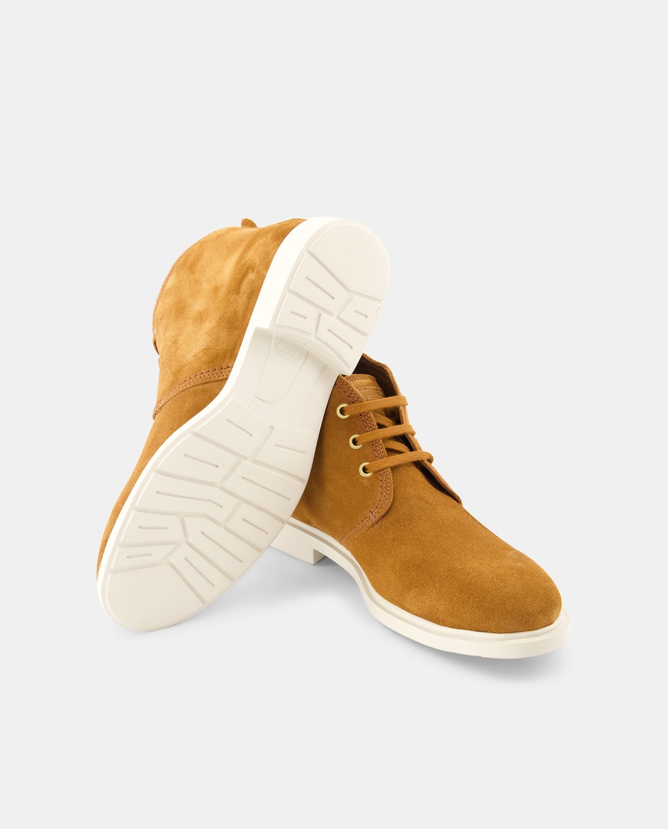 Botins em Velour com Forro de Pele Castanho-2